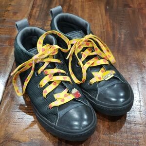Kids Black Converse Sneakers with Yellow Laces